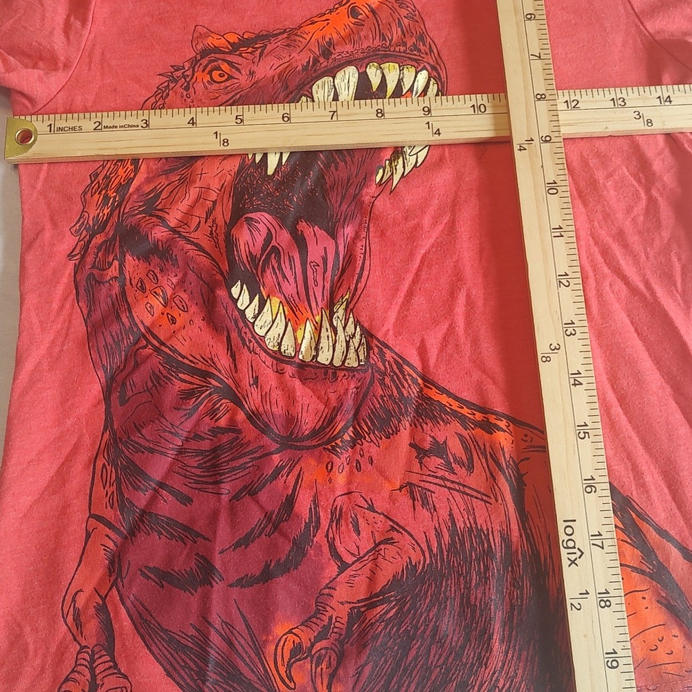 Cat & Jack T-Rex Graphic T Kids Size 8 Red Excellent Dinosaur Short Sleeve Shirt